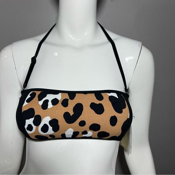 NWT Michael Kors Leopard Print Bandeau Bikini - 6 - Picture 7 of 16